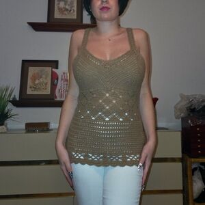 Michael Kors Collection 100% Cashmere Open-knit Tanktop. Size Small.